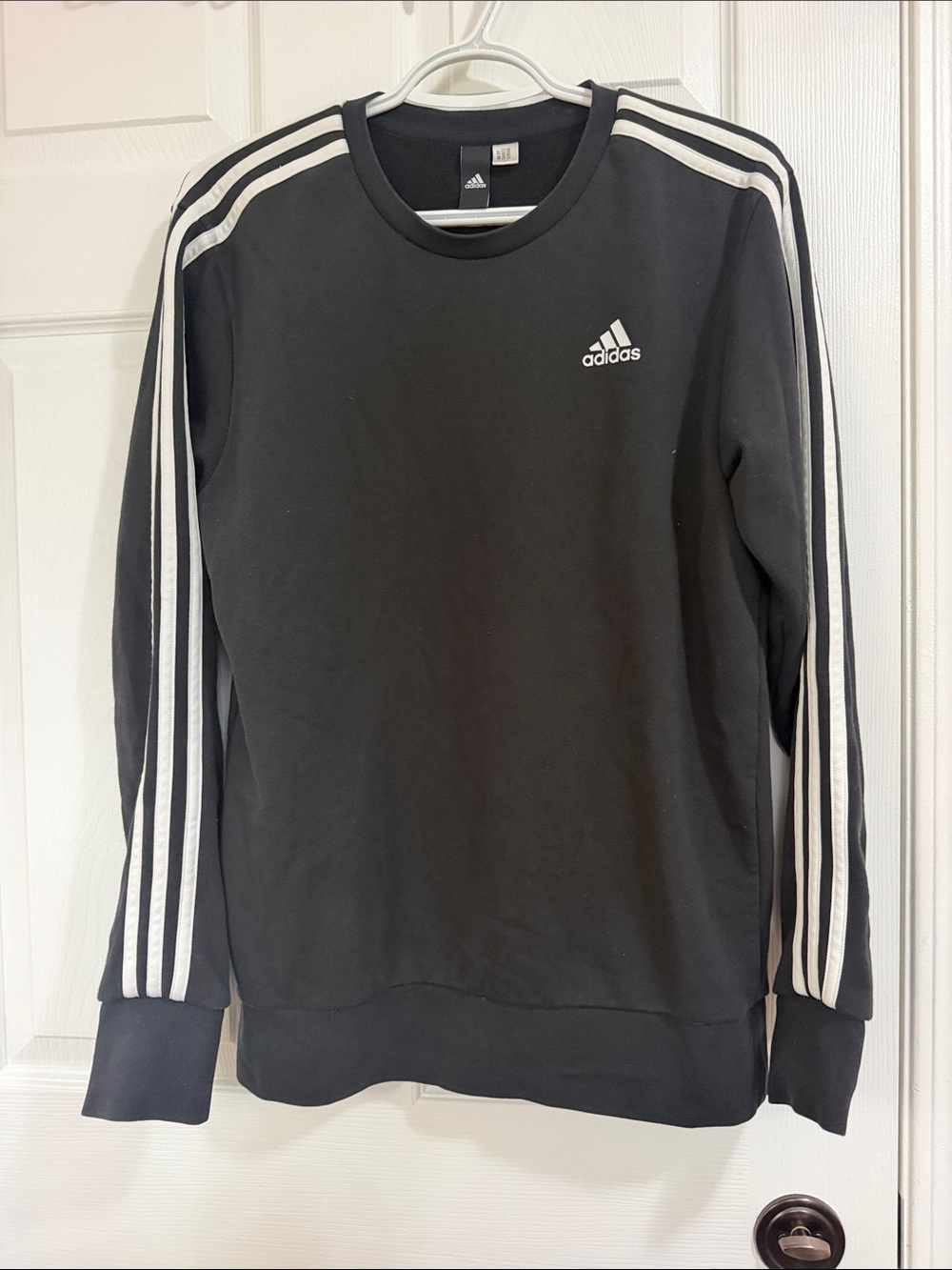 adidas Black Crewneck Sweatshirt with White 3-Stripes